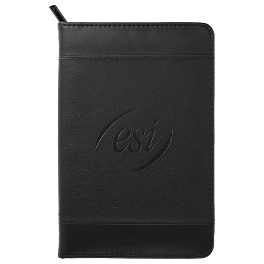 Leed's Black Windsor Impressions Jr. Zippered Padfolio with FSC Mix Paper