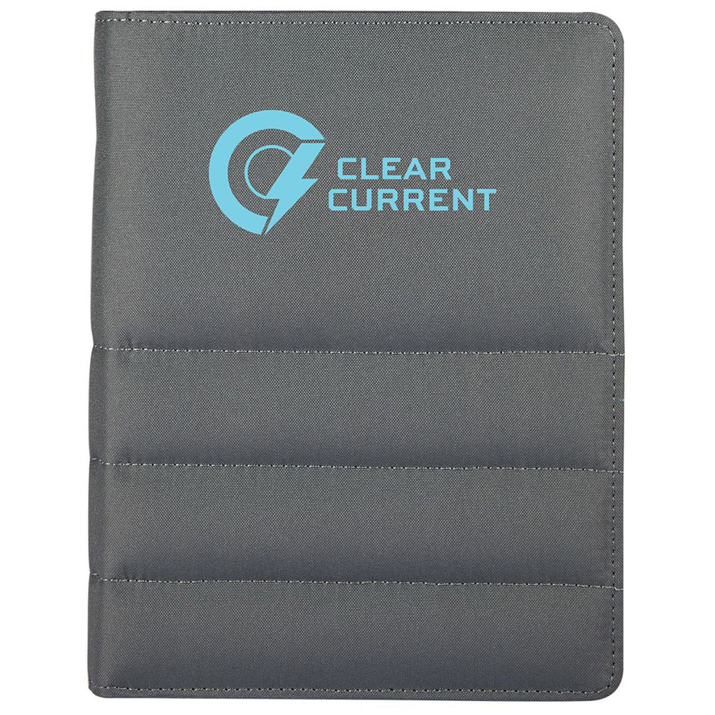 Leed's Grey Puffer Zippered Padfolio with FSC Recycled Paper