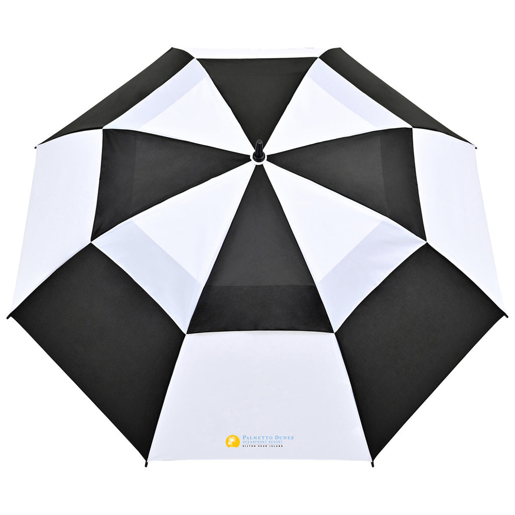 Elements Black/White 60" Recylcled Auto Open Double Canopy Golf Umbrella