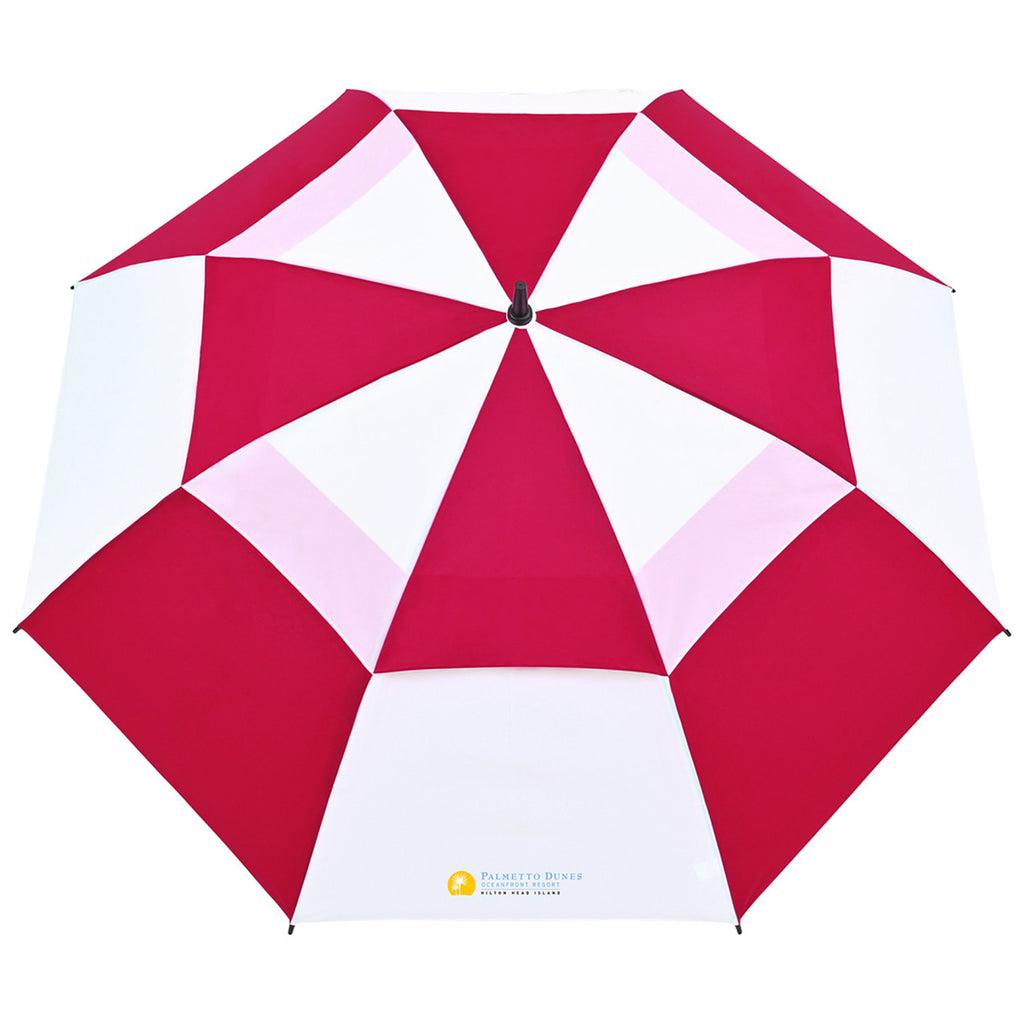 Elements Red/White 60" Recycled Auto Open Double Canopy Golf Umbrella