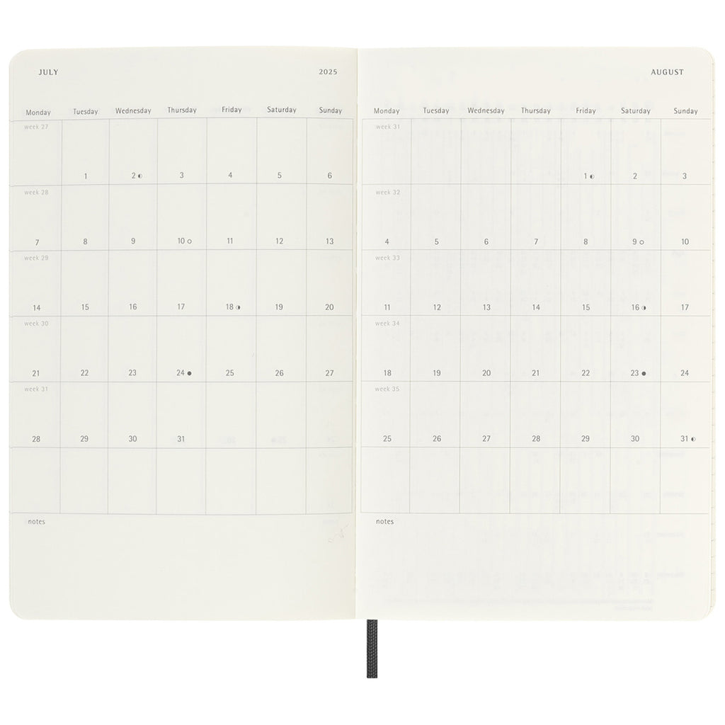 Moleskine Black Soft Cover Large 18 Month Weekly 2024-2025 Planner