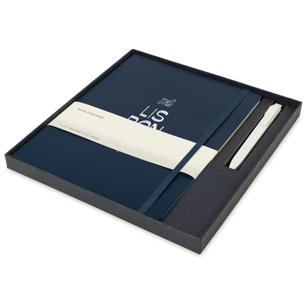 Moleskine Sapphire Blue X-Large Notebook and GO Pen Gift Set