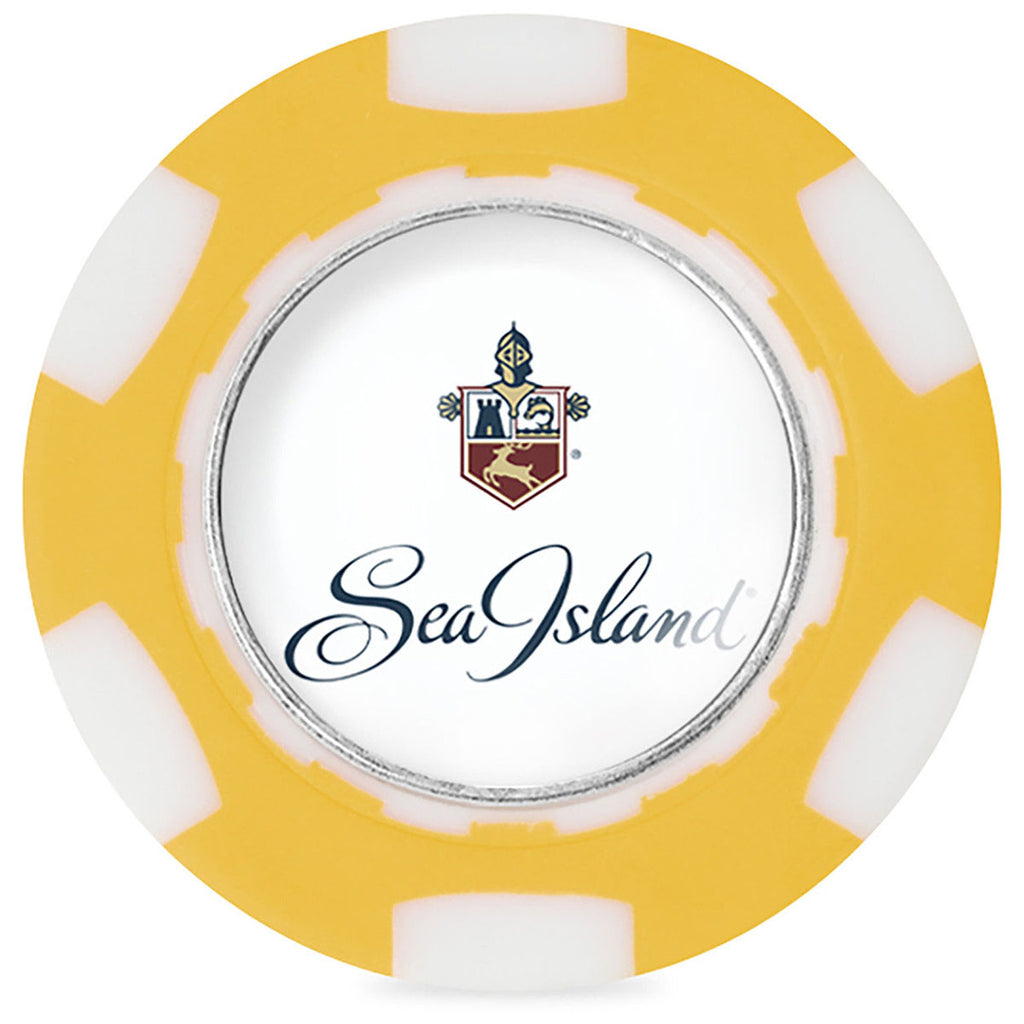 Ahead Yellow/White Poker Chip with Ball Marker