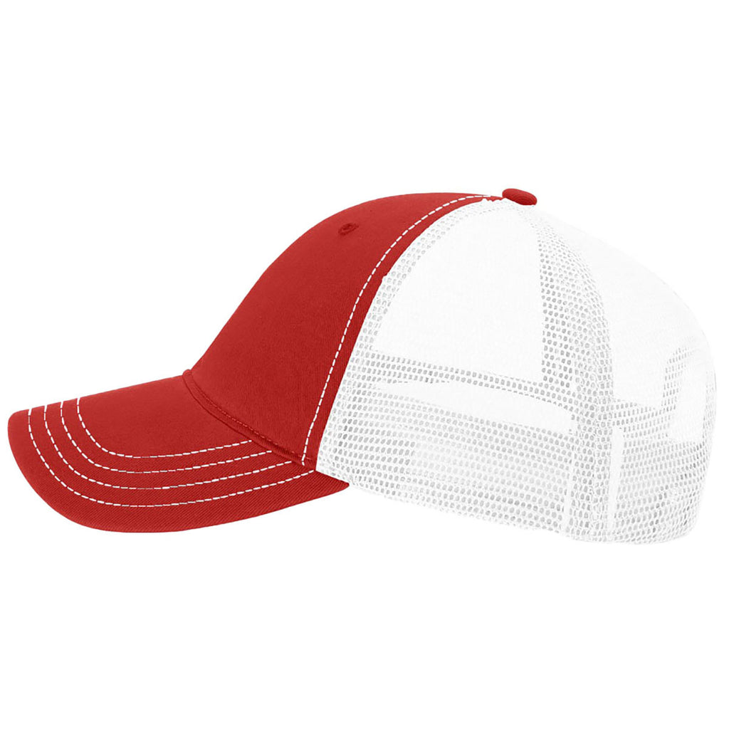 Richardson Red/White Garment Washed Trucker