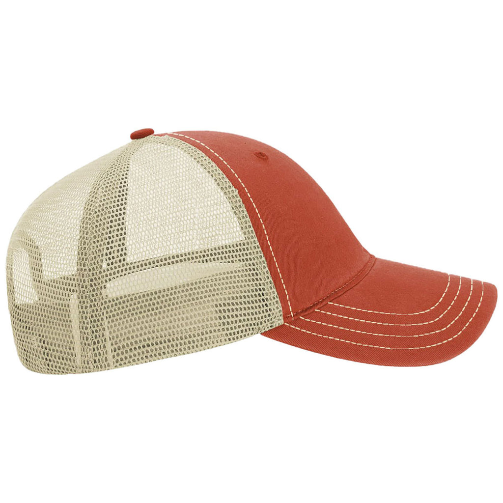 Richardson T Orange/Khaki Garment Washed Trucker
