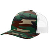 Richardson Green Camo/White Printed Five-Panel Trucker