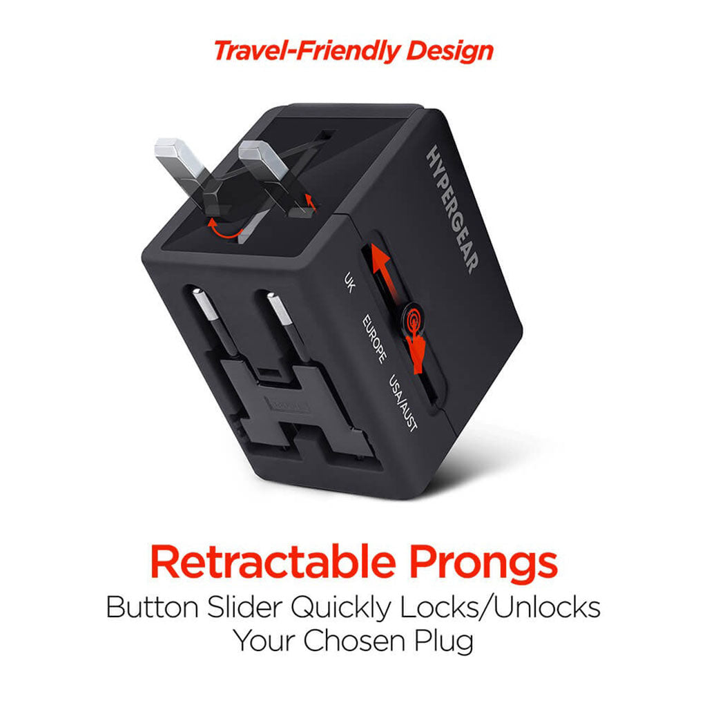 HyperGear Black All-In-One World Travel Adapter