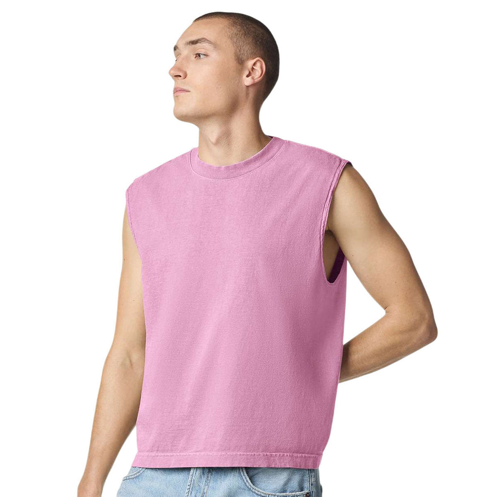 American Apparel Unisex Faded Powder Pink Heavyweight Cotton Garment-Dyed Mid-Length Muscle Tee
