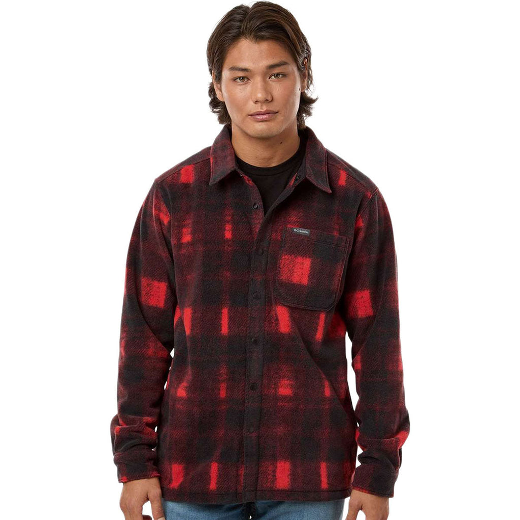 Columbia Men's Sail Red Omblur Steens Mountain Printed Shirt Jacket II