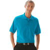 Vantage Men's Island Blue Soft-Blend Double-Tuck Pique Polo