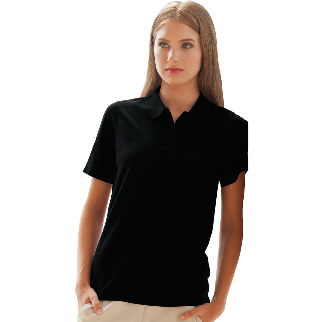 Vantage Women's Black Soft-Blend Double-Tuck Pique Polo