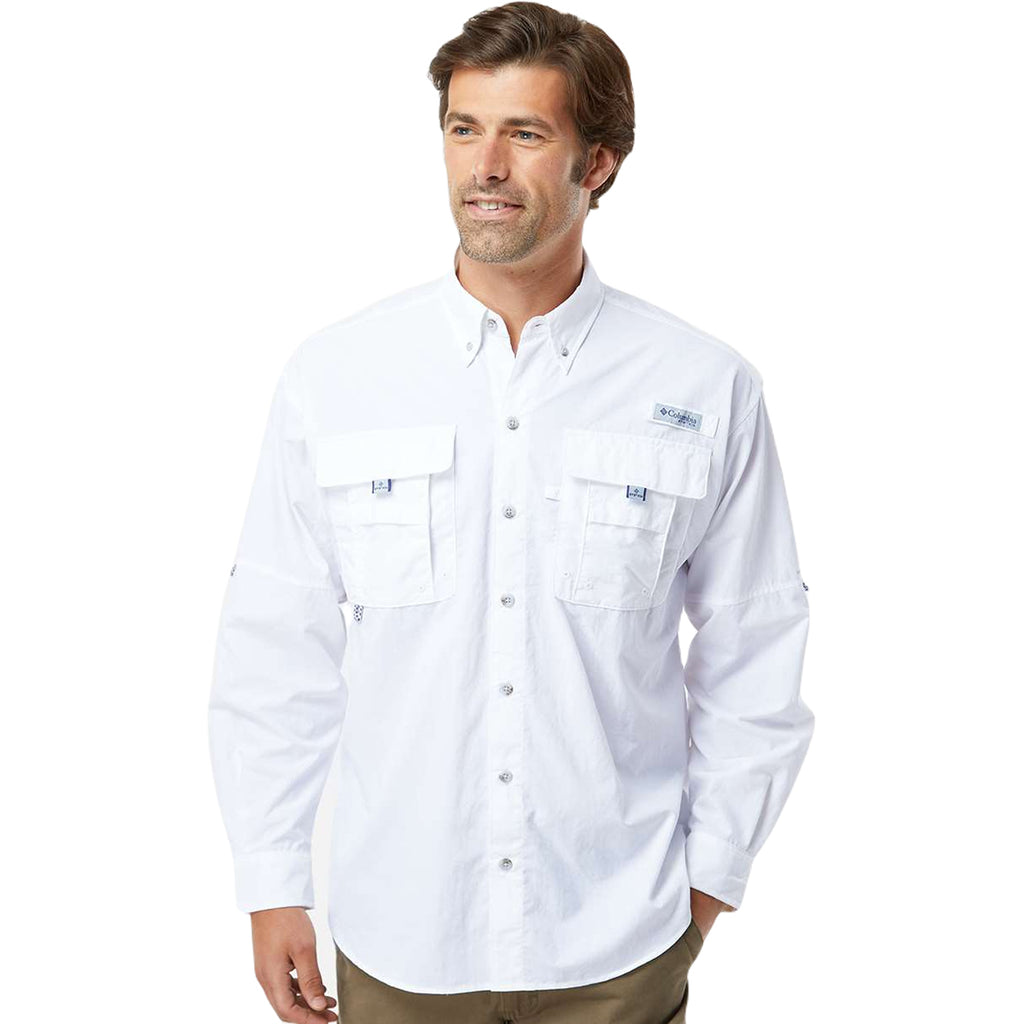 Columbia Men's White PFG Bahama Long Sleeve Shirt