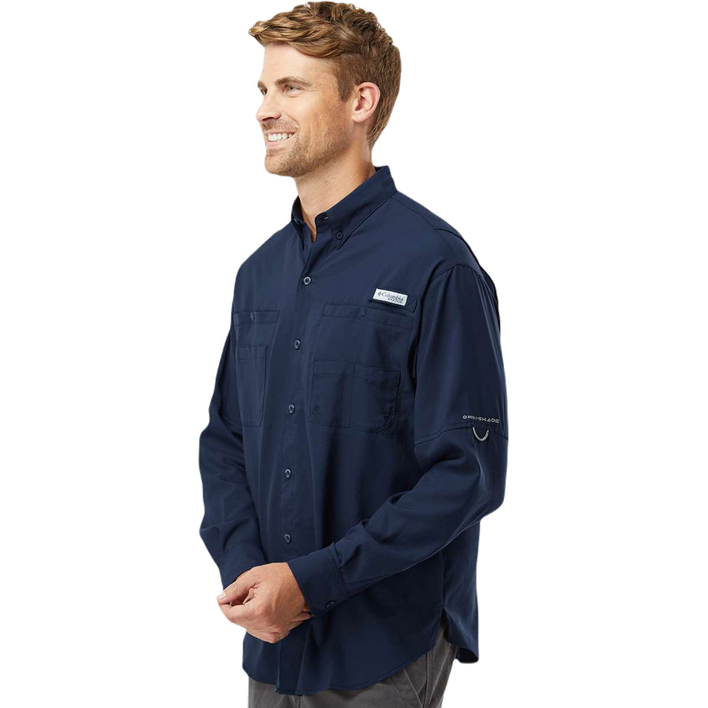 Columbia Men's Collegiate Navy PFG Tamiami Long Sleeve Shirt