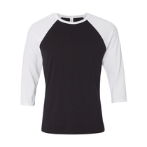 Bella + Canvas Unisex Black/White 3/4 Sleeve Baseball T-Shirt