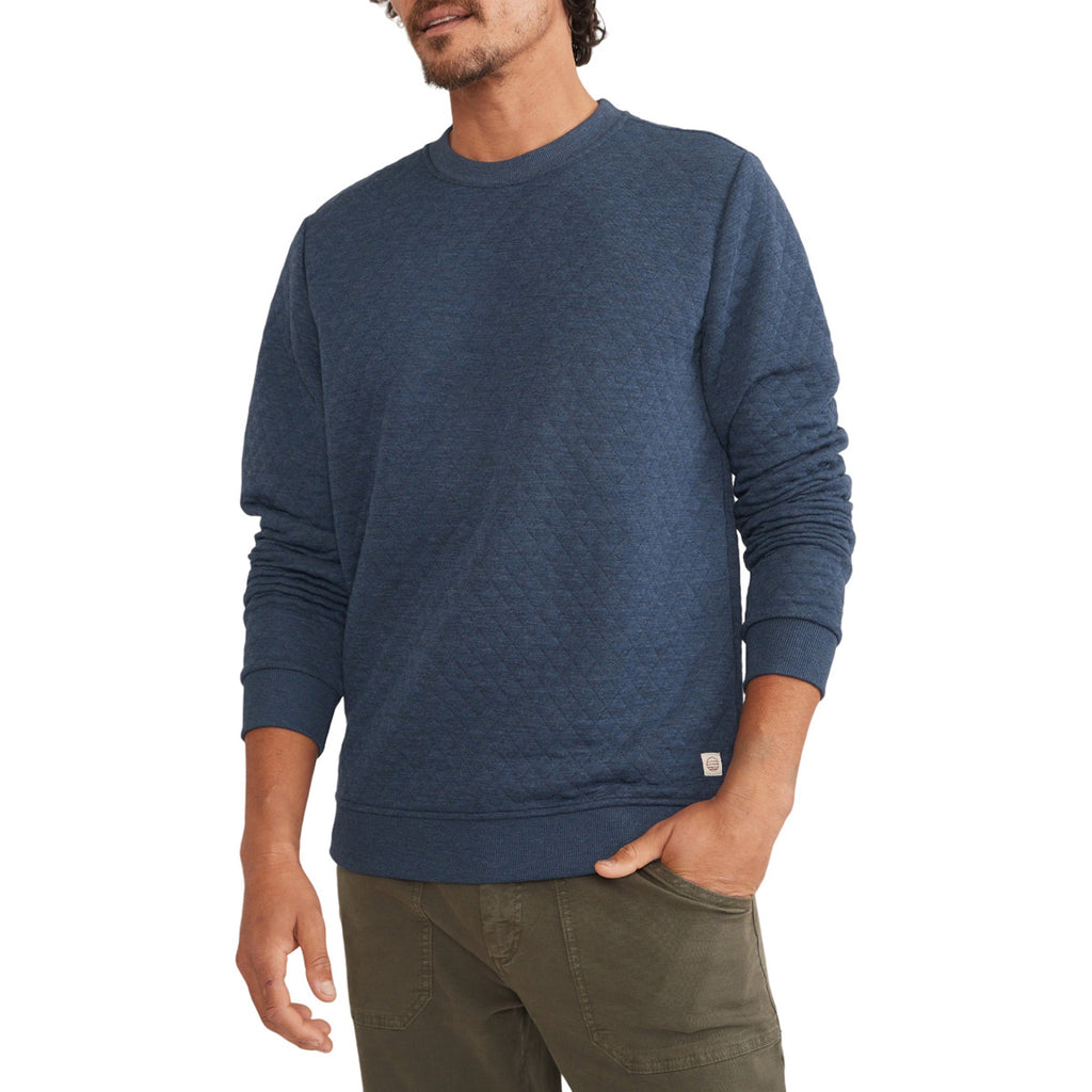 Marine Layer Men's Navy Heather Corbet Quilted Crewneck