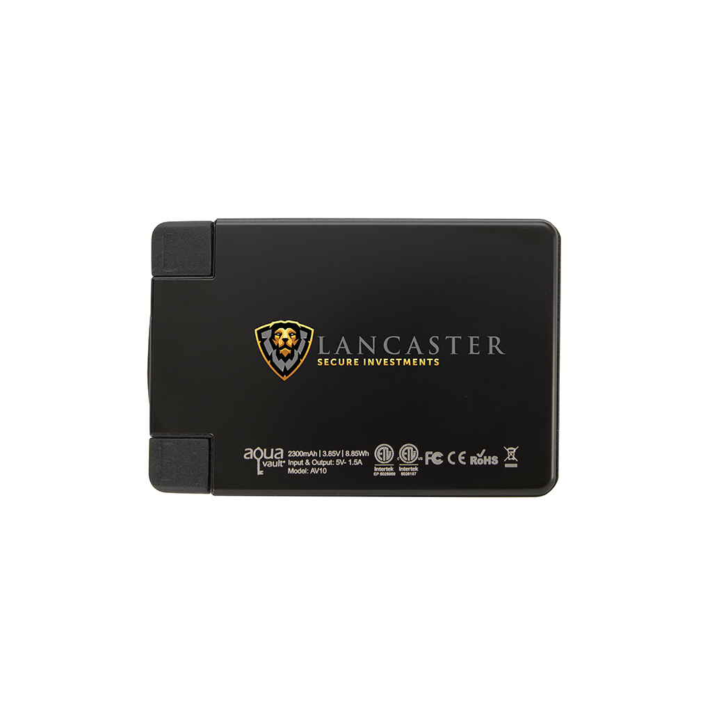 AquaVault Black ChargeCard Power Bank 2,300 mAh