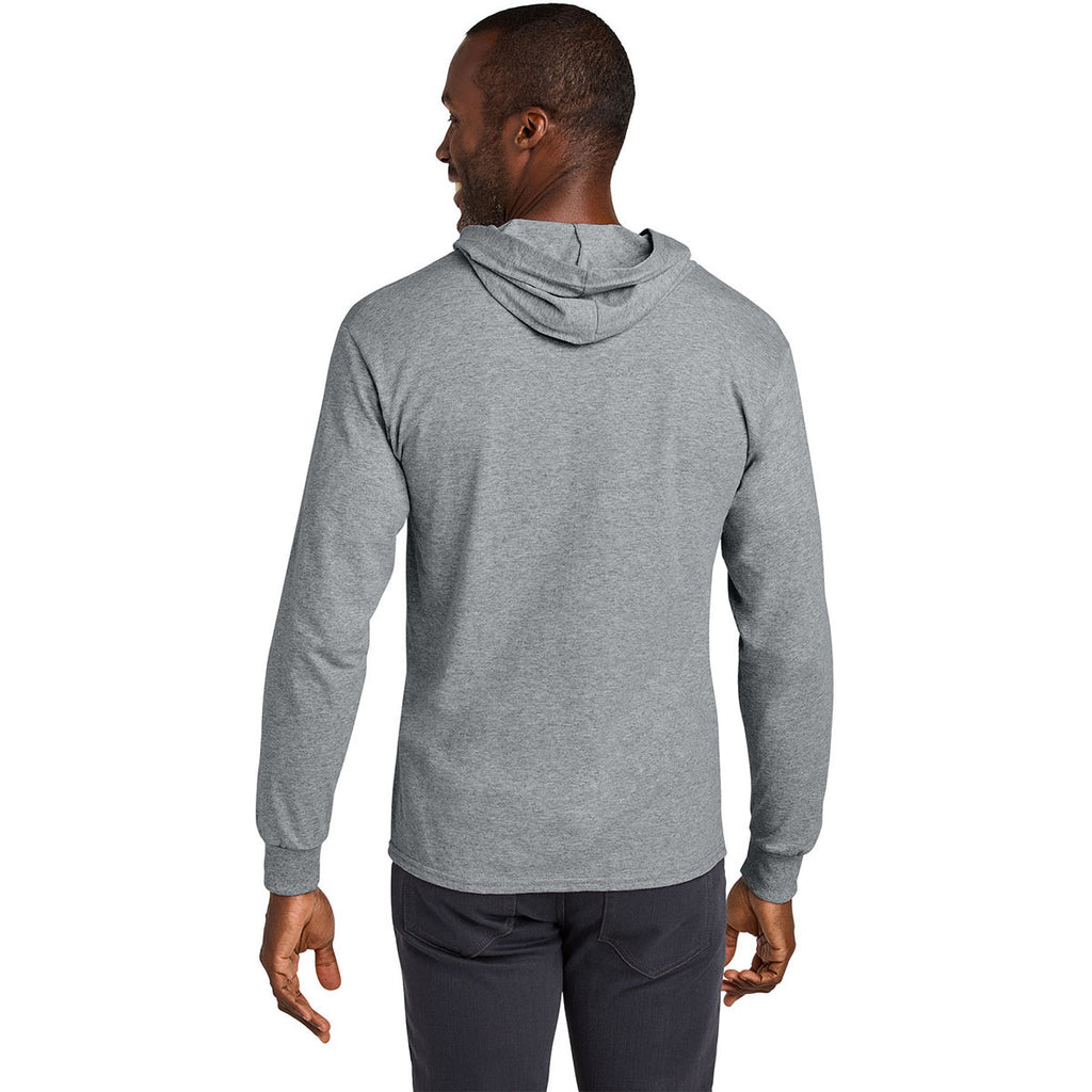 Jerzees Classics Unisex Athletic Heather Cotton Long Sleeve Hooded T-Shirt