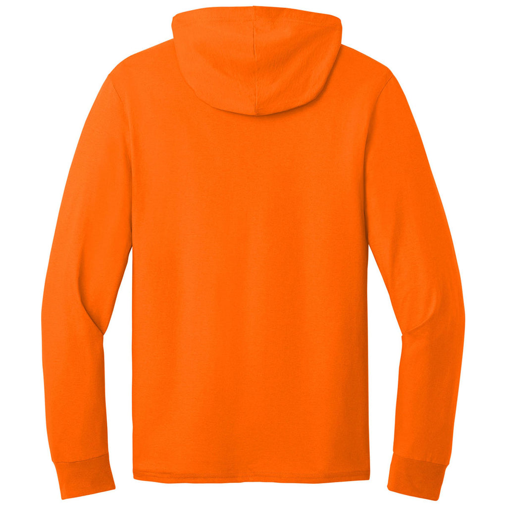 Jerzees Classics Unisex Safety Orange Cotton Long Sleeve Hooded T-Shirt
