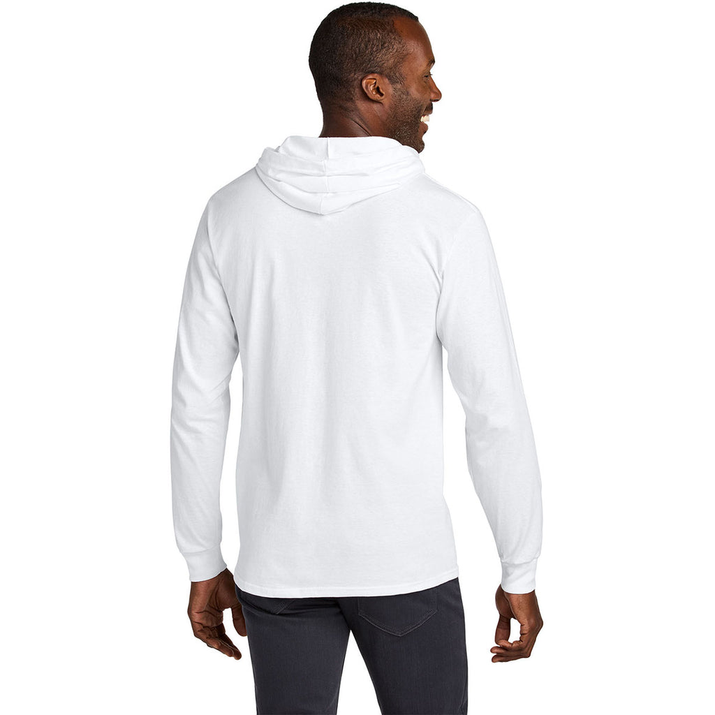 Jerzees Classics Unisex White Cotton Long Sleeve Hooded T-Shirt