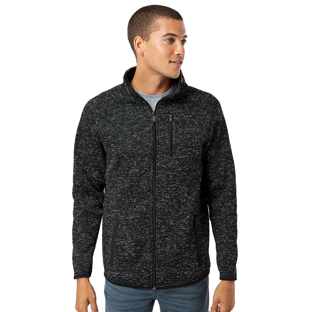 Burnside Men's Heather Black Sweater Knit Jacket