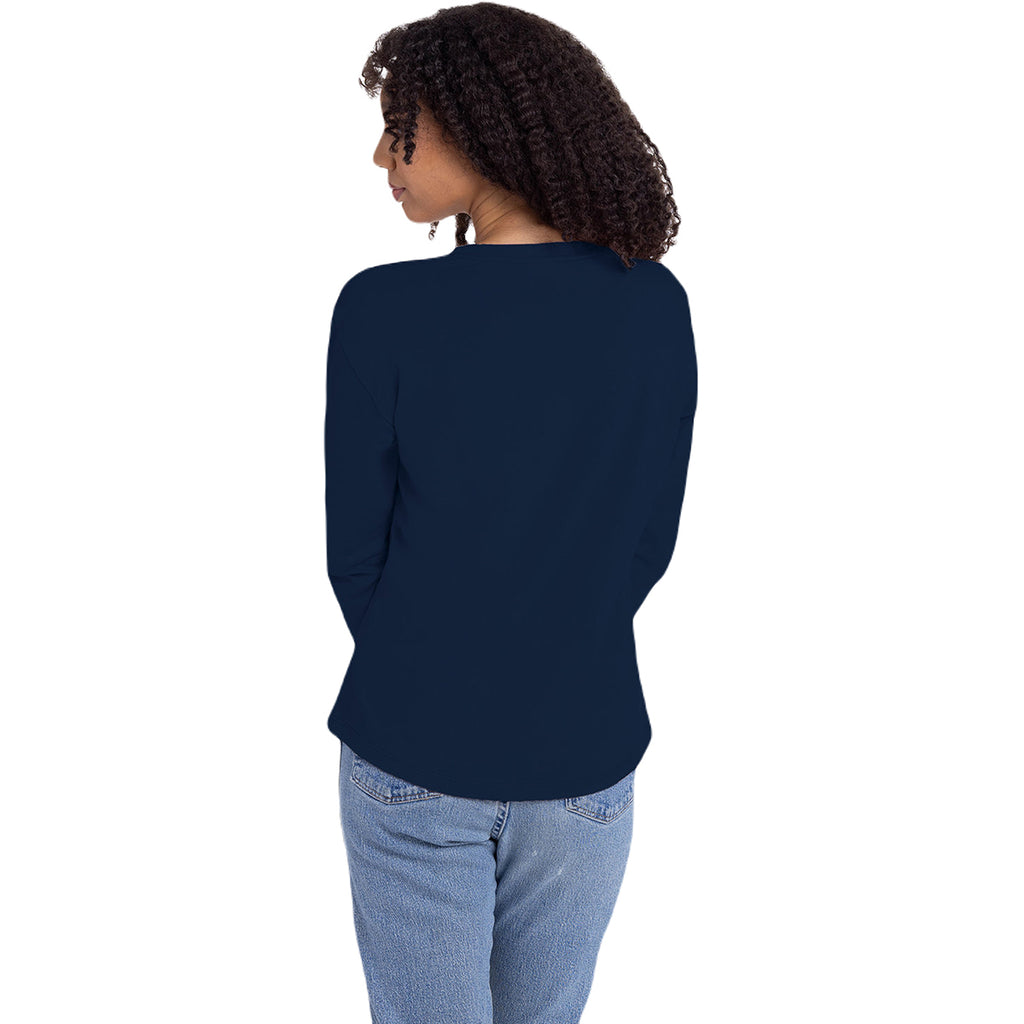 Next Level Apparel Women's Midnight Navy Relaxed Long Sleeve T-Shirt