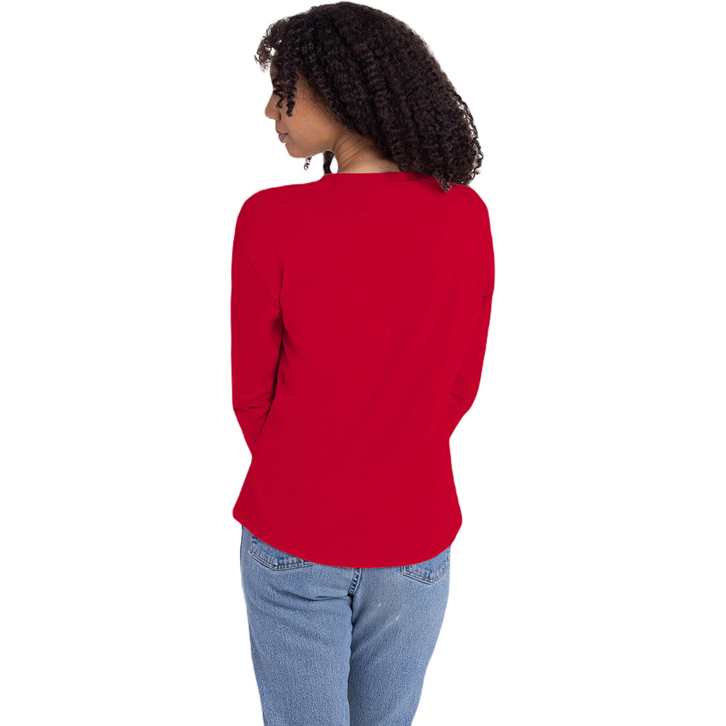 Next Level Apparel Women's Red Relaxed Long Sleeve T-Shirt