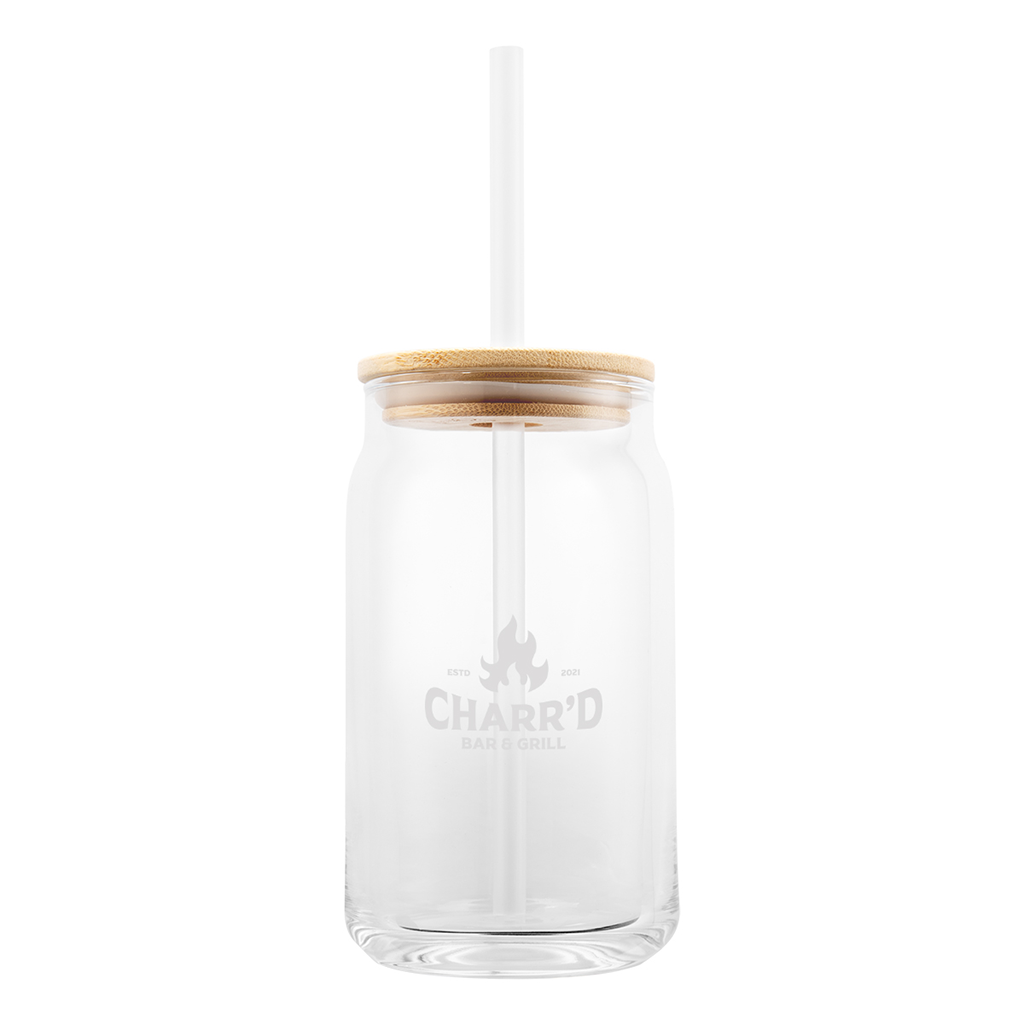 Hit Clear 17 Oz. Soda Lime Glass Can With Bamboo Lid