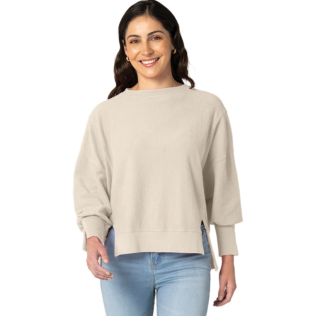 Charles River Women's Oat Camden Spliced Crew Neck Sweatshirt