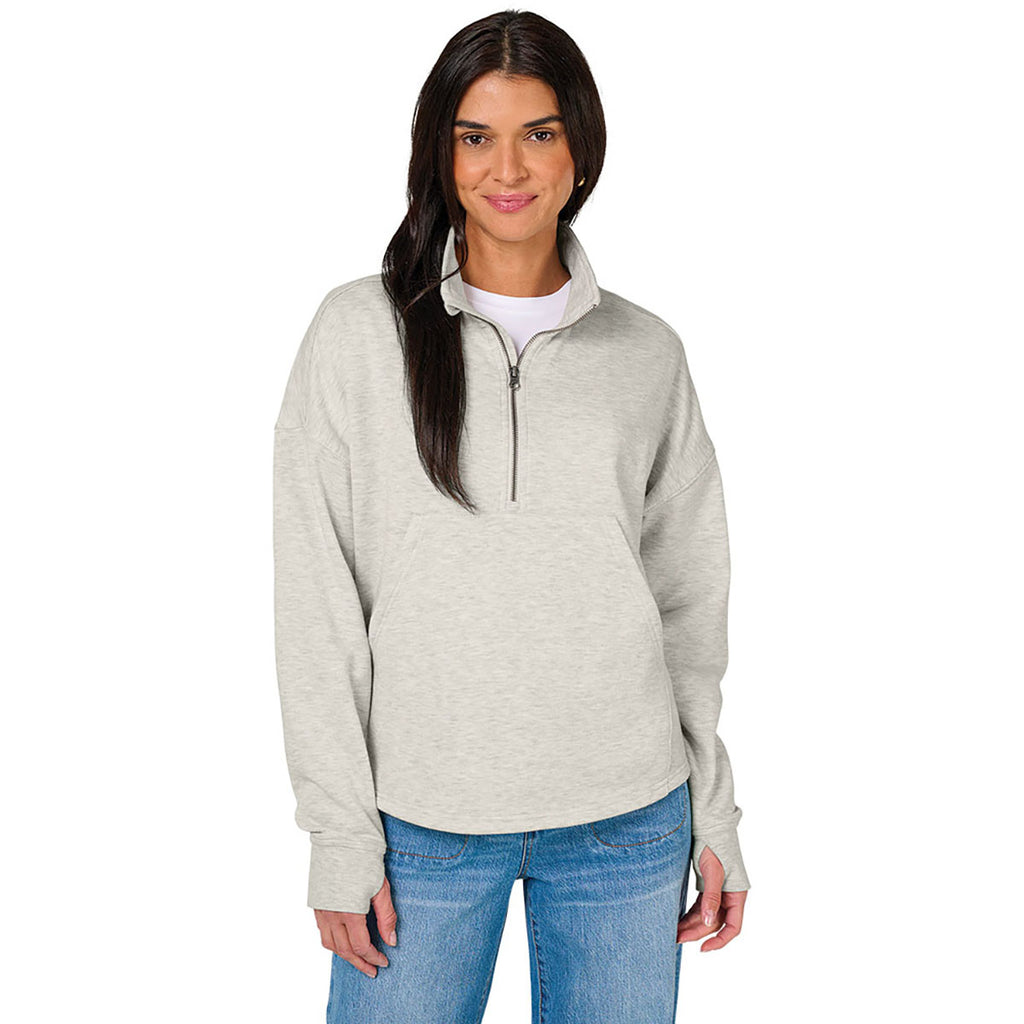 Charles River Women's Oatmeal Heather Willow Half Zip Sweatshirt