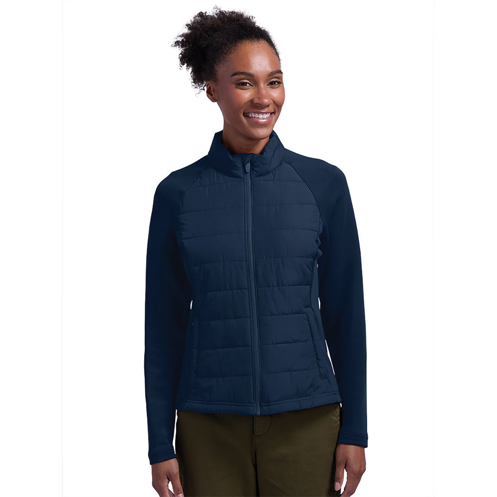 Charles River Women's Navy Lotus Hybrid Puffer Jacket
