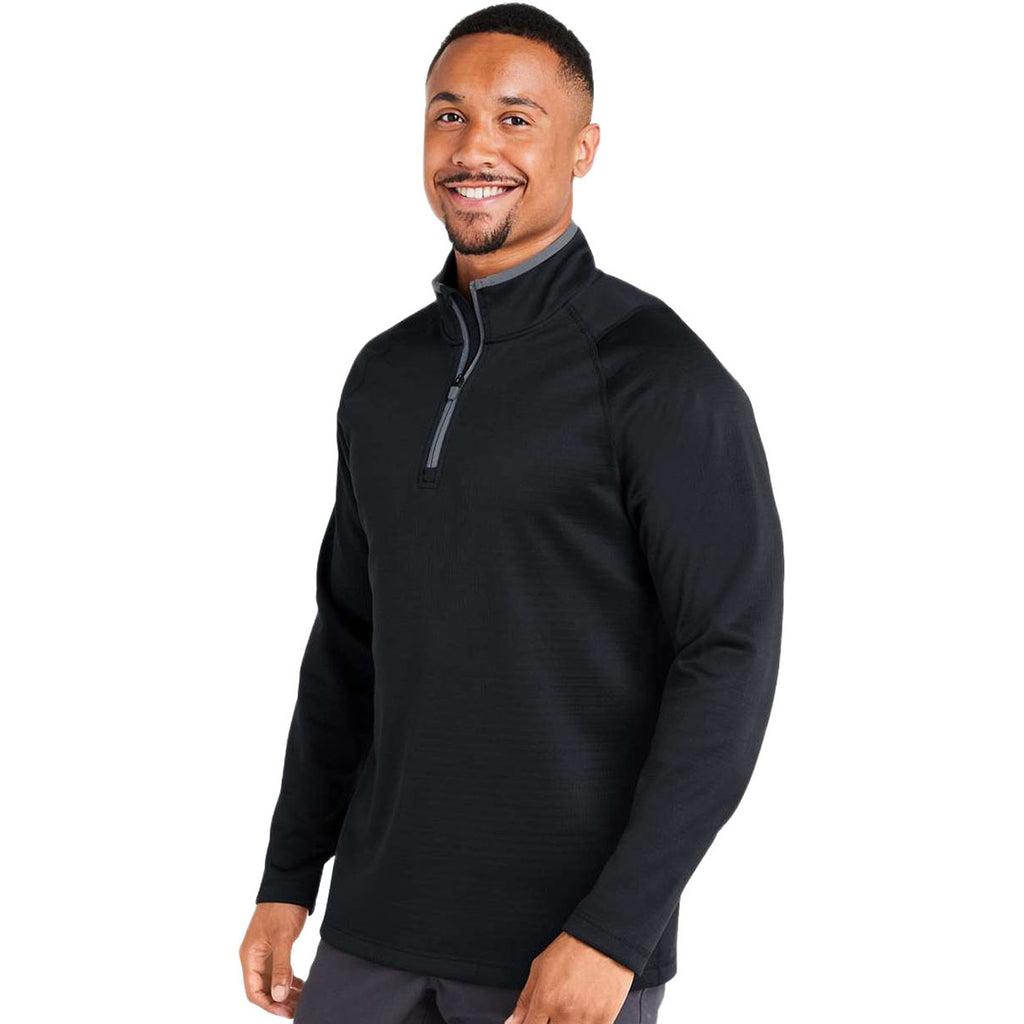 Puma Golf Men's Puma Black Waffle Fleece Quarter-Zip Pullover