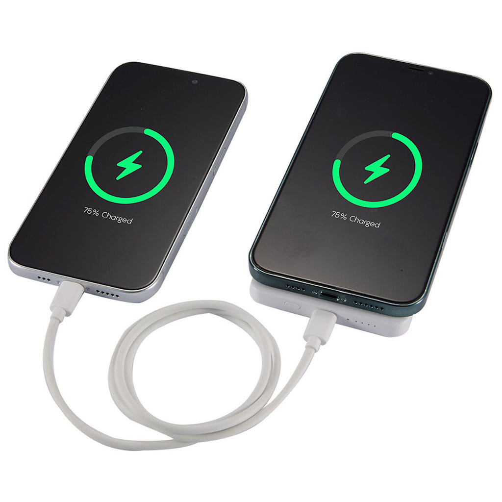 Leed's White MI Power 5000 mAh MagClick 15W Wireless Power Bank