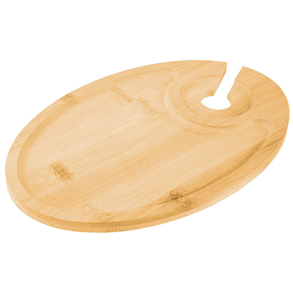 Hit Bamboo Wine & Dine Recessed Bamboo Tray With Wine Glass Holder