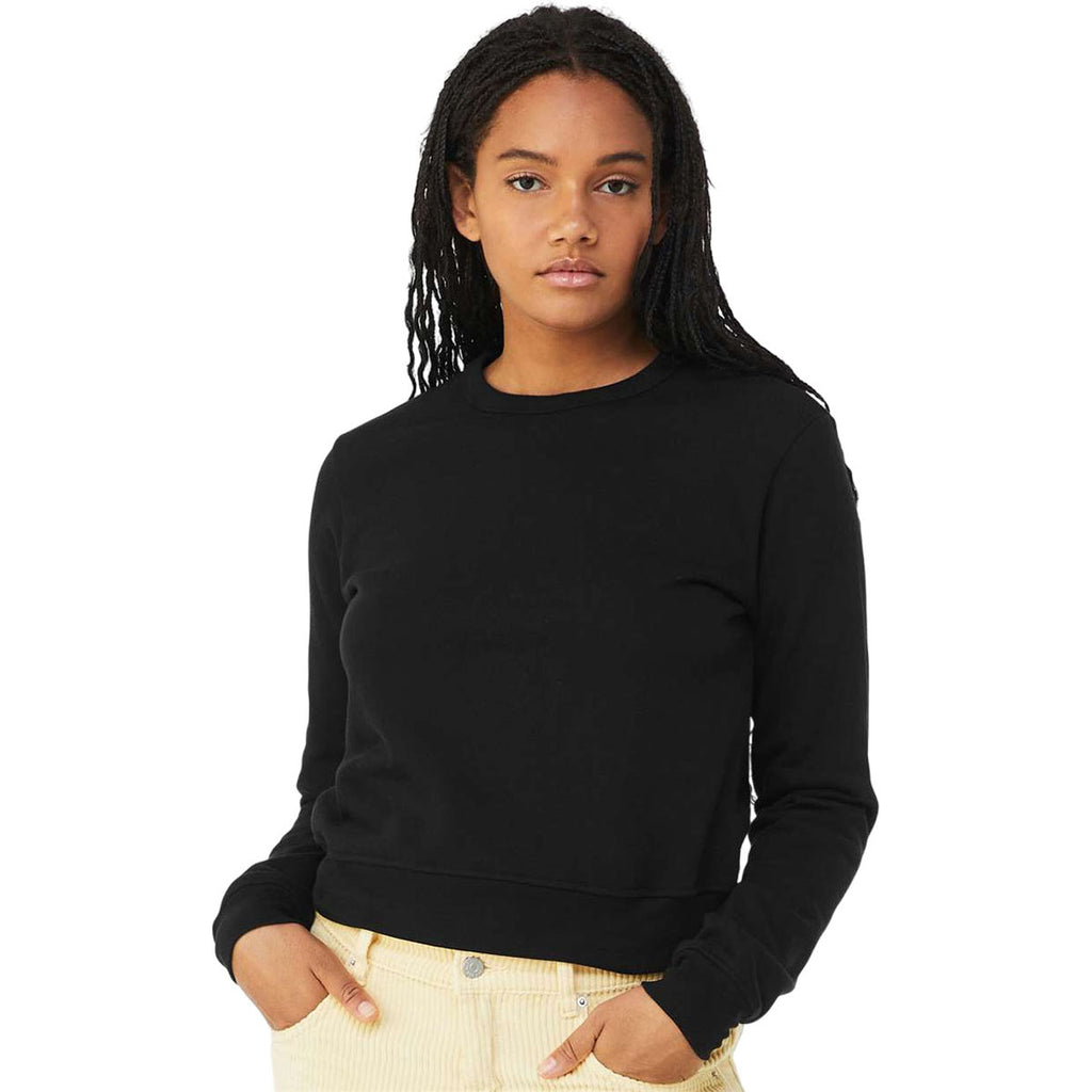 Bella + Canvas Women's Black Sponge Fleece Classic Crewneck Sweatshirt