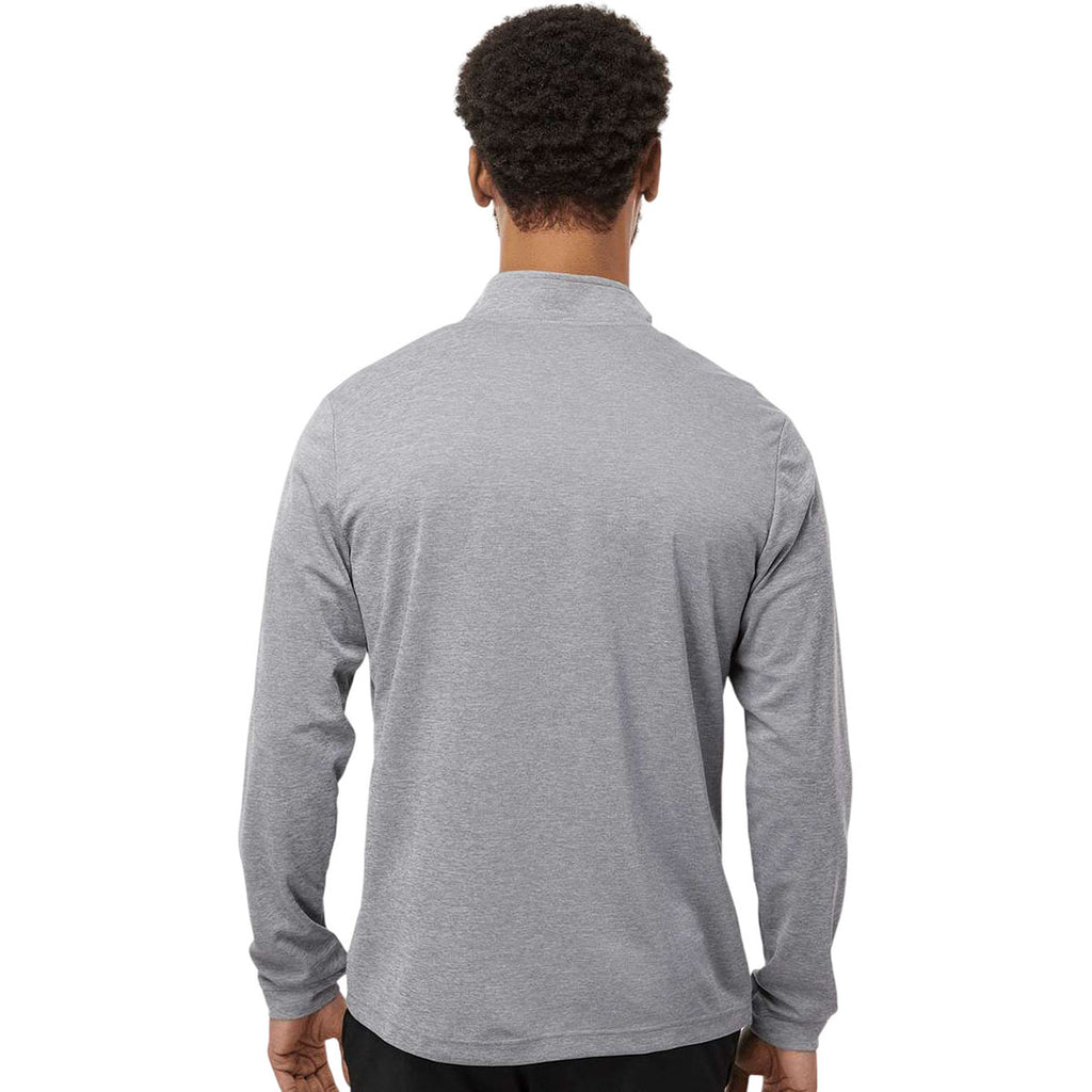 Adidas Men's Grey Three Melange Lightweight Quarter-Zip Pullover