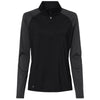 Adidas Women's Black Stripe Block Quarter-Zip Pullover