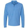 Adidas Men's Focus Blue Melange 3-Stripes Quarter-Zip Sweater