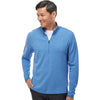 Adidas Men's Focus Blue Melange 3-Stripes Quarter-Zip Sweater