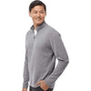 Adidas Men's Grey Three Melange 3-Stripes Quarter-Zip Sweater