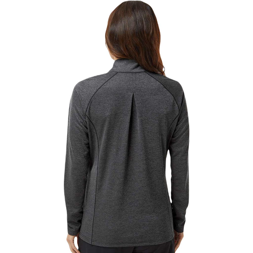 Adidas Women's Black Melange Space Dyed Quarter Zip Pullover