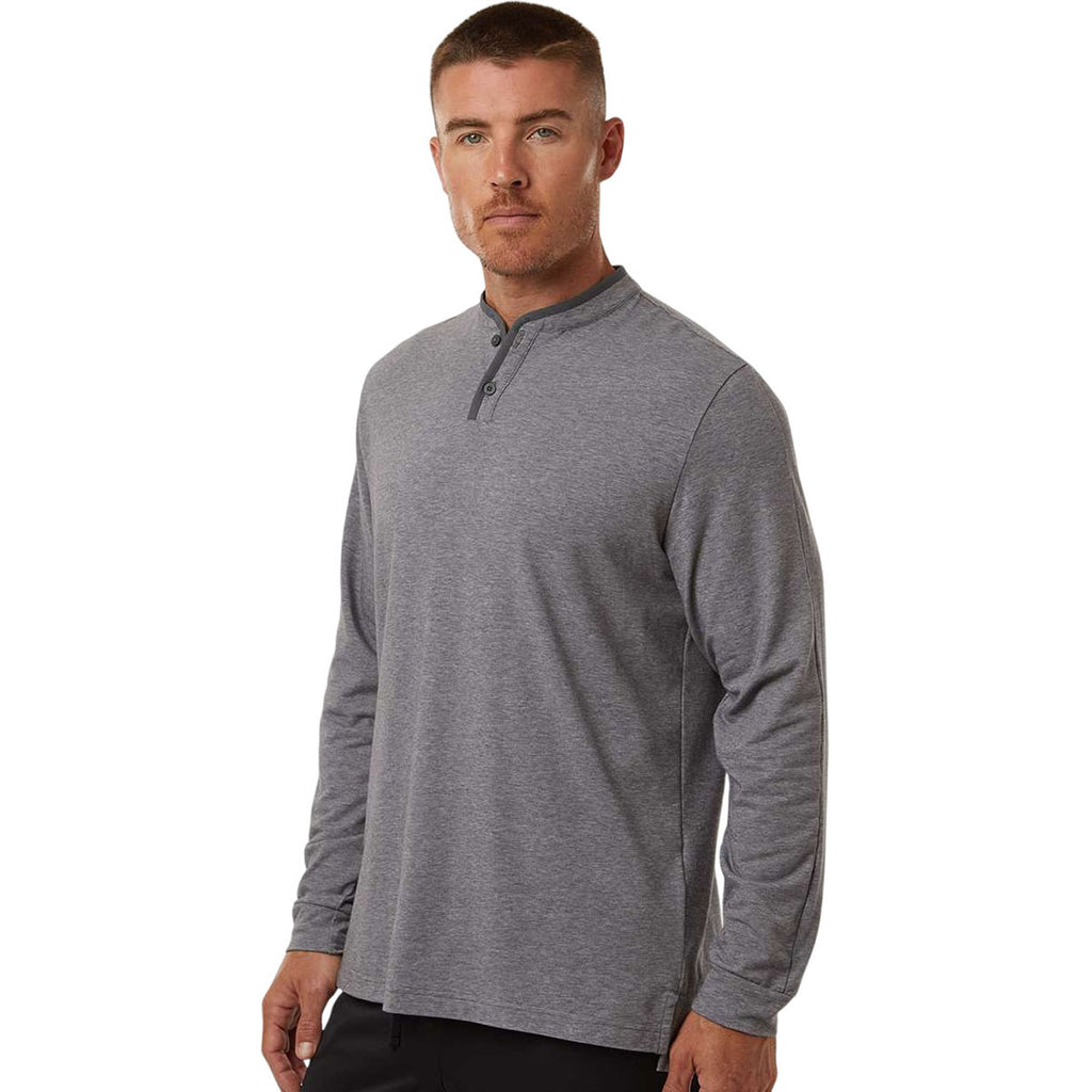 Adidas Men's Grey Five Melange Henley Long Sleeve Tee