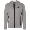 Adidas Men's Medium Grey Heather Game & Go Fleece Full-Zip Hooded Sweatshirt