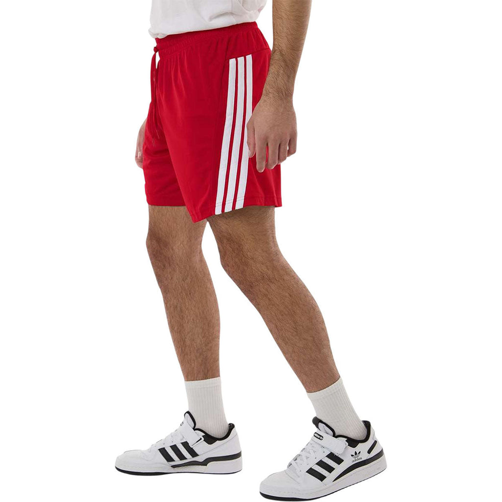 Adidas Men's Team Power Red/White 3-Stripes 7" Shorts
