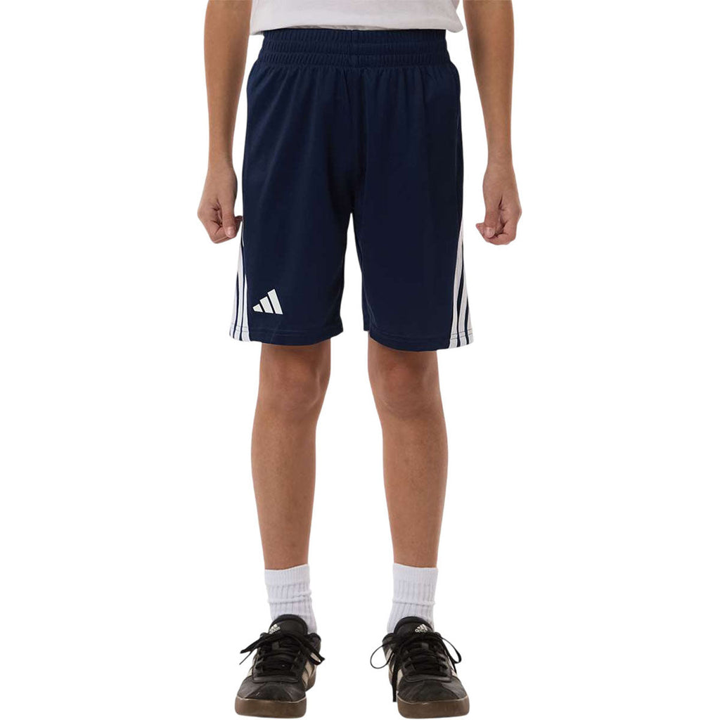 Adidas Youth Collegiate Navy/White 3-Stripes 7" Shorts