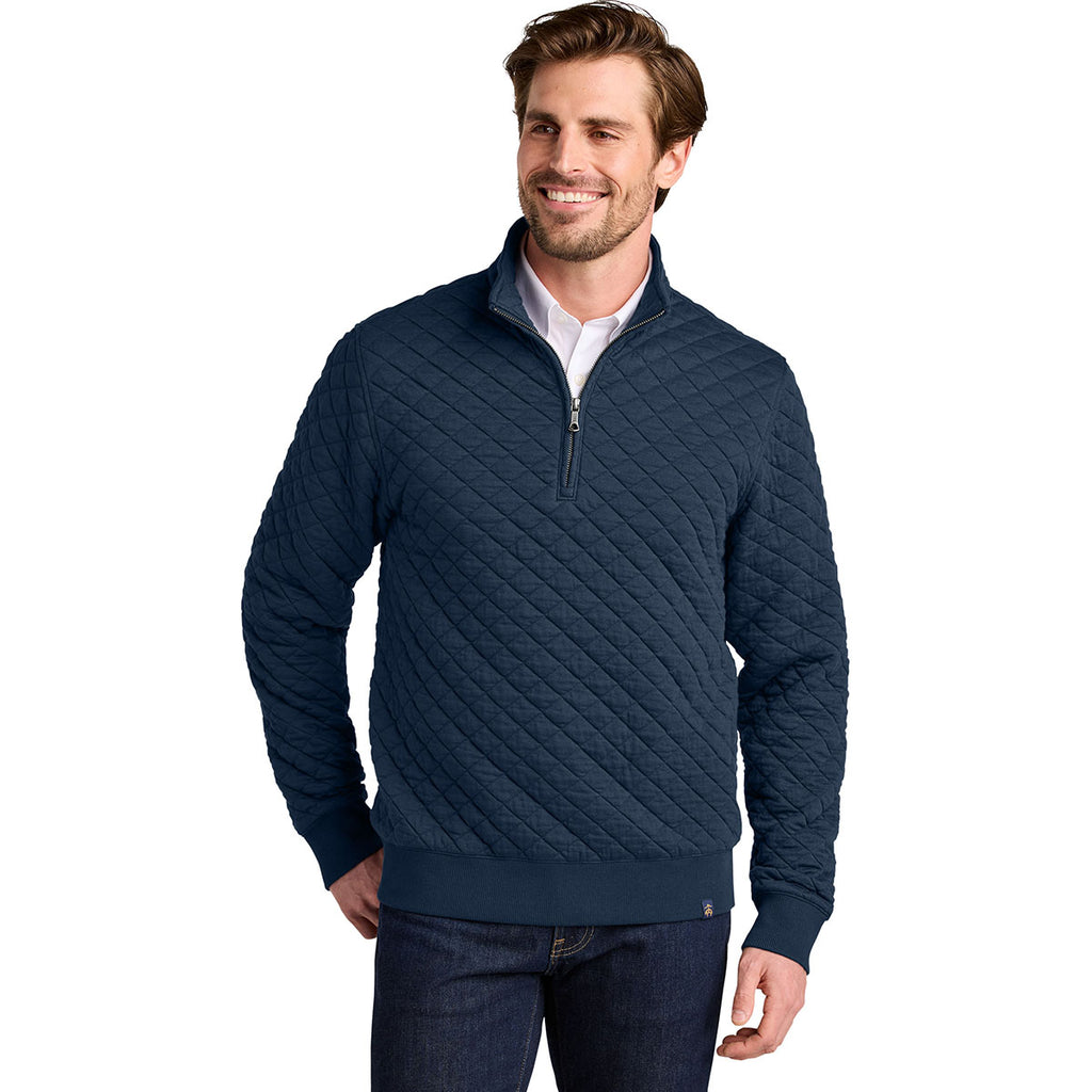 Brooks Brothers Men's Navy Blazer Diamond Quilt 1/4-Zip
