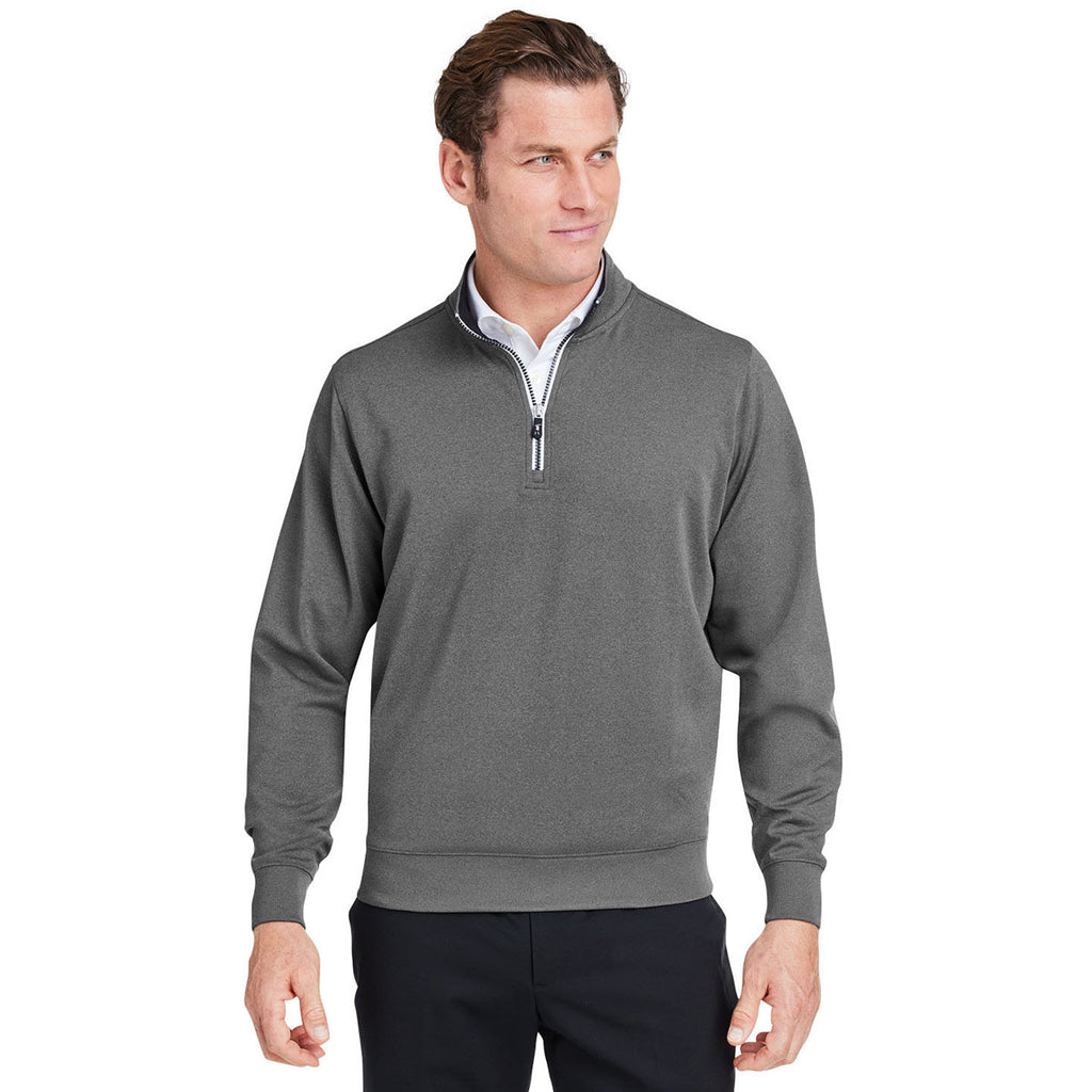 Fairway & Greene Men's Dark Shadow Grey Heather Caves Quarter-Zip Tech Pullover