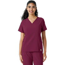 Carhartt Women's Wine Knit Panel Scrub Top