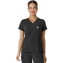 Carhartt Women's Black One-Pocket Tuck-In Scrub Top