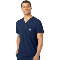 Carhartt Men's Navy Two-Pocket Modern Fit Tuck-In V-Neck Top