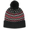 Port Authority Deep Black/Rich Red/Marshmallow Alpine Pom Beanie